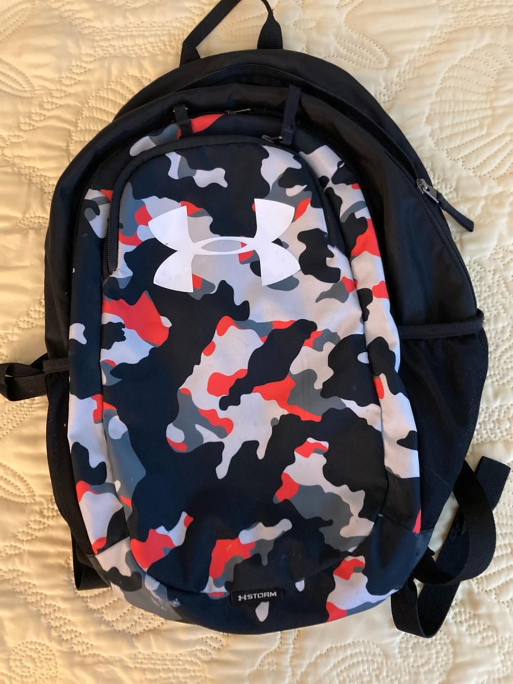 Under Armour Storm Black, Red & Gray Camo Backpack